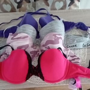 La SENZA Bright Red, Lavender Camo & Purple & Grey Bra Sets